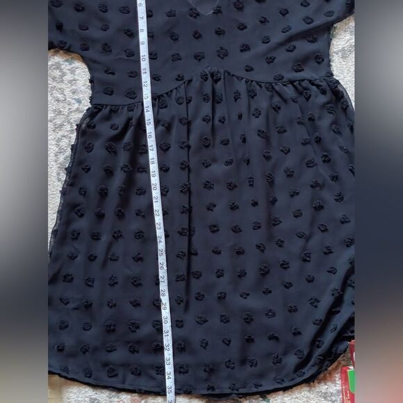 Ecowish Black Oversized Babydoll Boho Dress w/Balls of Fabric (Size: Small) - Picture 7 of 16